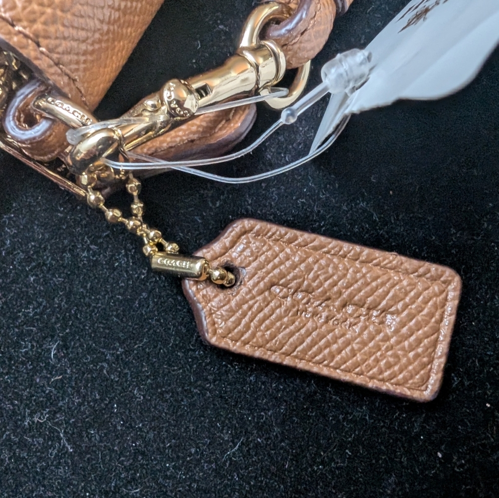 Coach Brown Saffiano Leather Zip-Around Wristlet Clutch - Picture 5 of 5